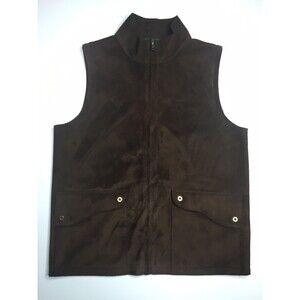 Lauren Ralph Lauren Faux Suede Brown Vest, Zipper Close Size Small